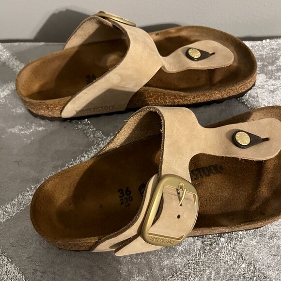 Gizeh Big Buckle Nubuck Leather Sandcastle 36 - Picture 5 of 8